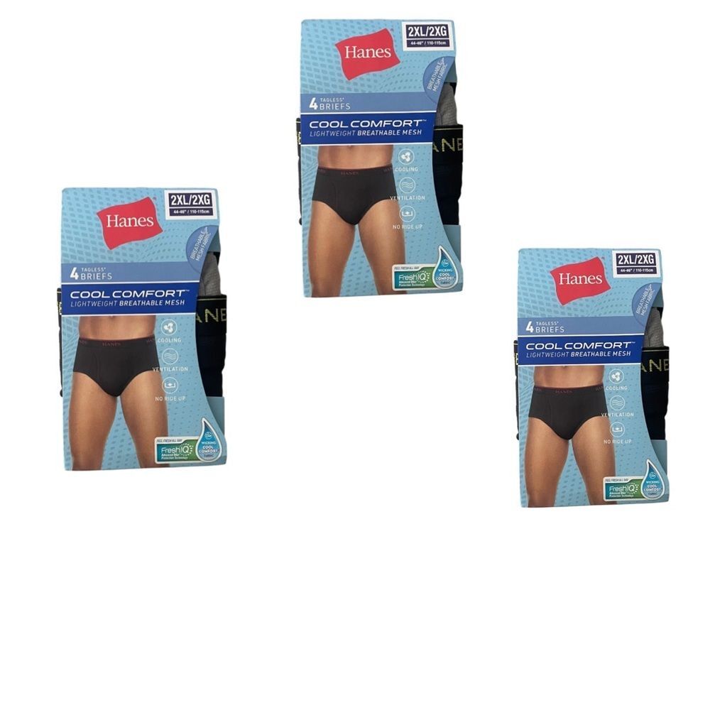 Hanes Tagless Briefs Cool Comfort Breathable Mesh Set of 3 Size 2XL